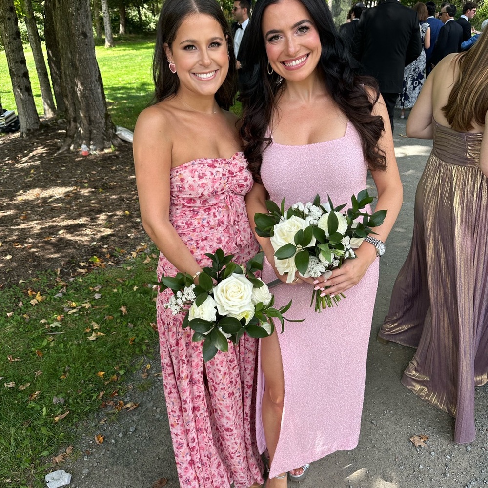 Misa Los Angeles Pink Embellished Strapless Dress